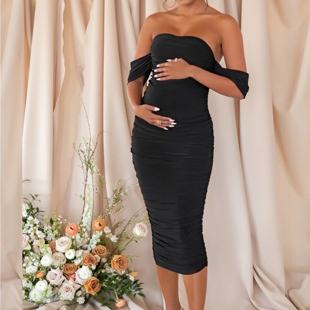Black midi maternity dress